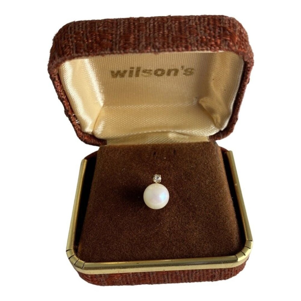 14 Kg Pearl Tie Pin Diamond Wilson’s Men’s Tie Pin Vintage Estate Jewelry